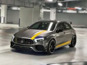 Mercedes A45 S+ 2020, GCC specification, Low Mileage, Special original color, Warranty and Service.