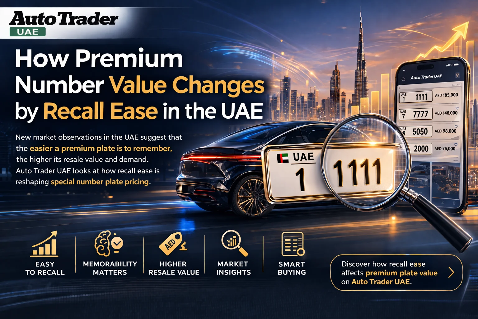 Auction board displaying premium UAE number plates with repeating digits