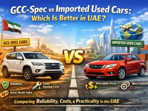 Lineup of GCC-spec and imported used cars parked in the UAE