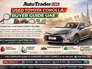 Used Toyota Corolla sedan parked in UAE city street