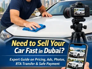 Seller in Dubai preparing car for a fast sale with clean exterior and clear photos