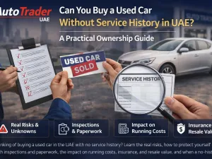 Used car buyer inspecting a vehicle without service history in the UAE