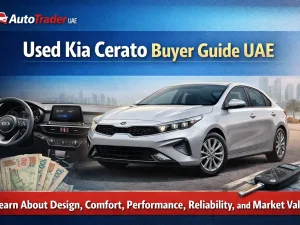 Used Kia Cerato sedan parked in the UAE, exterior front three-quarter view