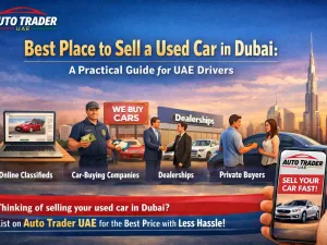 Used cars for sale in Dubai at a dealership parking area