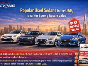Popular used sedans parked in UAE, ideal for strong resale value
