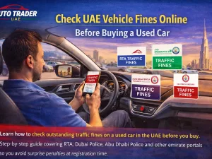 Buyer checking UAE vehicle fines online before purchasing a used car