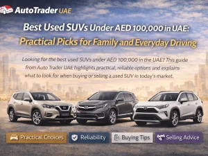 Best used SUVs under AED 100,000 in UAE parked in a row