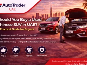 Used Chinese SUV parked in the UAE under bright sun
