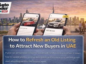 Seller refreshing an old car listing online to attract new buyers in the UAE