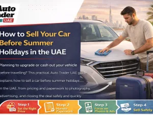 Seller preparing their car for sale before summer holidays in the UAE