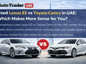 Used Lexus ES and Toyota Camry parked side by side in the UAE