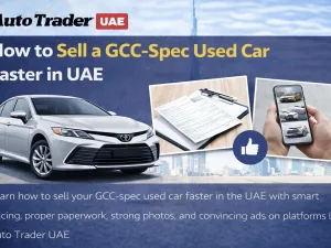 Seller preparing a GCC-spec used car for sale in the UAE