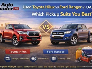 Used Toyota Hilux and Ford Ranger parked side by side in the UAE