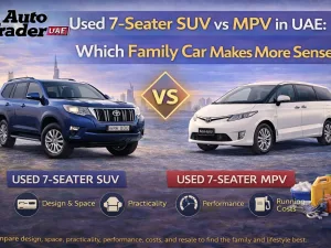 Used 7-seater SUV and MPV parked side by side in UAE