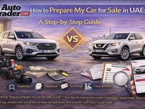 Seller preparing a car for sale in UAE with cleaning and inspection before listing online
