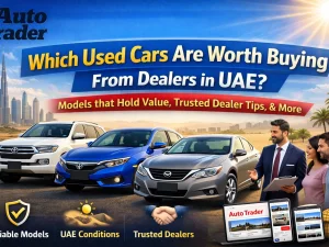 Used cars lined up at a UAE dealership ready for sale