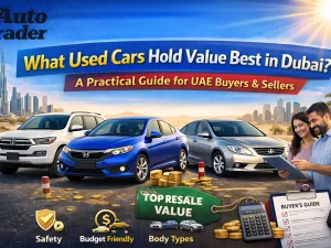 Used cars that hold value best in Dubai parked in a modern UAE residential area