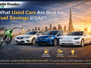 Used fuel-efficient cars driving on a UAE highway