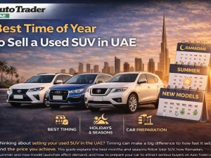 Used SUV parked in UAE ready for sale during peak season