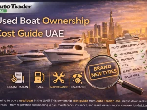 Used boat moored at a UAE marina illustrating ongoing ownership costs