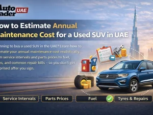 Used SUV in UAE at a workshop undergoing routine maintenance