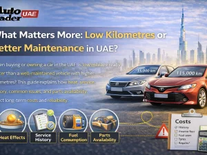 Used cars in the UAE being inspected for mileage and maintenance history