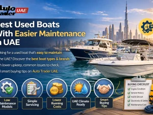 Used center console boat cruising in UAE waters, showcasing an easy-to-maintain layout