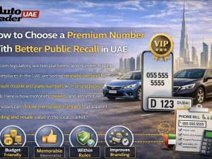 Premium car number plate on a luxury vehicle in the UAE