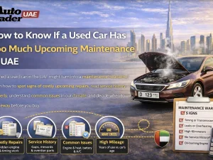 Mechanic inspecting used car engine for upcoming maintenance in UAE workshop