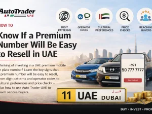 Premium UAE car plate number on a luxury vehicle, symbolising high resale value