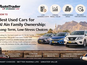 Family-friendly used SUVs and sedans parked in Al Ain, UAE
