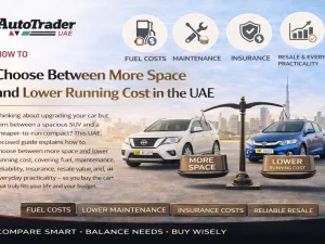 Family comparing a spacious SUV and a compact economical car in the UAE
