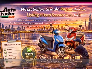 Used scooter parked in UAE after maintenance, ready for sale