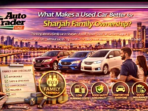Used family SUV parked in a Sharjah residential area