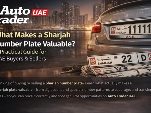 Sharjah VIP number plate mounted on a luxury car in the UAE