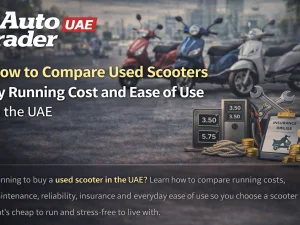 Used scooters parked in a UAE city street, suitable for daily commuting