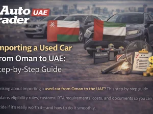 Used car being inspected before import from Oman to the UAE