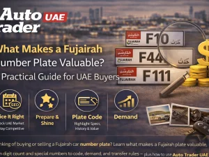 Fujairah car number plate on a luxury vehicle in the UAE