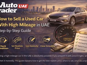 Used car with high mileage parked in UAE ready for sale