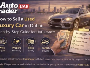 Used luxury car parked in Dubai ready for sale