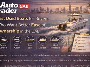Used family boat cruising in UAE waters, suitable for easy low-cost ownership