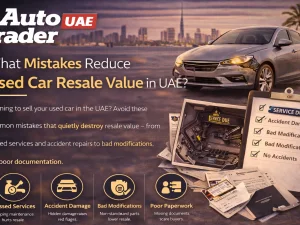 Used car parked in UAE with owner checking condition before resale