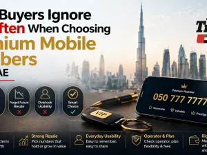 Premium mobile number concept with smartphone and car keys in UAE setting