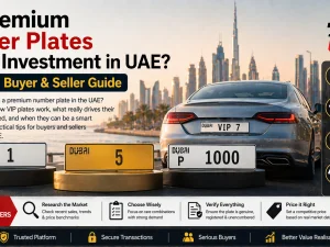 Premium UAE car number plate mounted on a luxury vehicle
