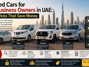 Used business cars parked in UAE ready for small business owners