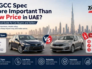 GCC spec car parked in the UAE under hot sun illustrating importance of regional specification