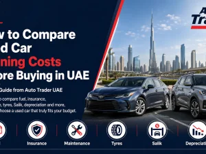 Used cars in UAE with fuel and maintenance cost icons