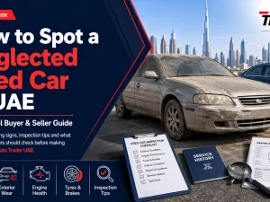 Used car being inspected for signs of neglect in the UAE