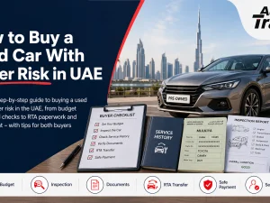 Buyer inspecting a used car in the UAE before purchase
