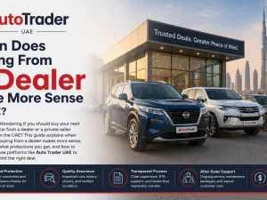 Customer choosing a car at a dealership in the UAE